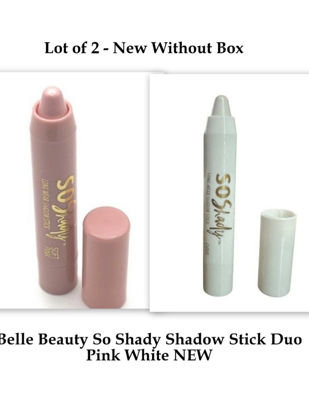Belle Beauty So Shady Shadow Stick Duo Pink White NEW